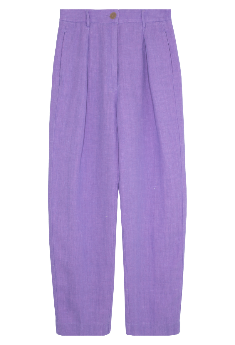 Chic Linen Canvas High Waist Pants
