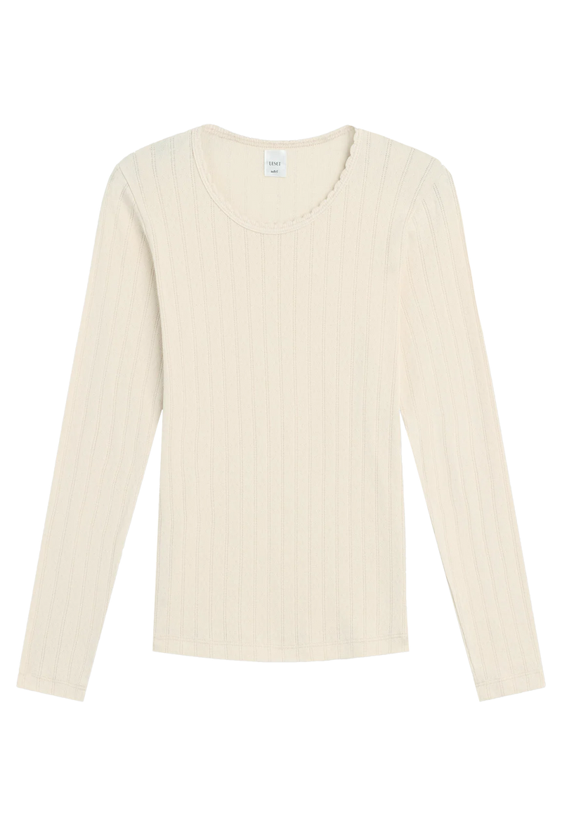 Pointelle Slim Fit Long Sleeve Top