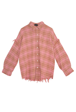 Shredded Seam Drop Neck Shirt