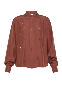 Silk Habotai Shirt With Crystals