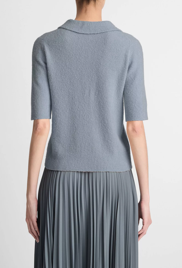 Soft Boucle Short Sleeve Polo Sweater