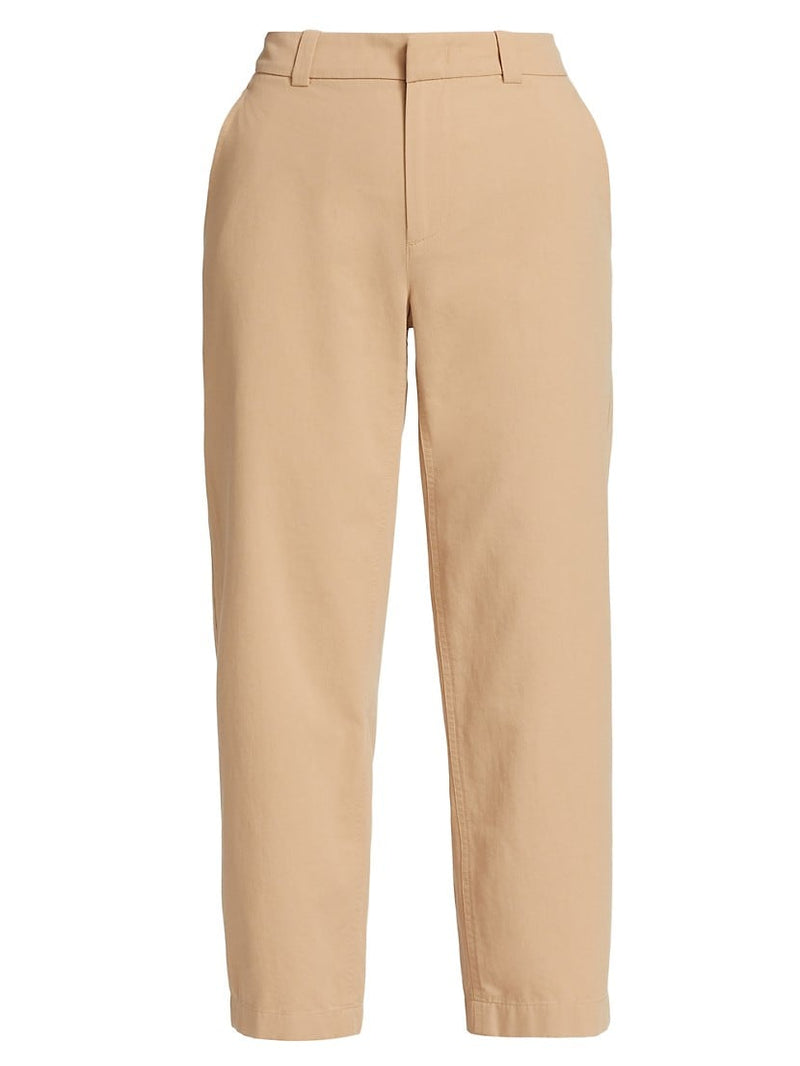Mid Rise Washed Cotton Crop Pant