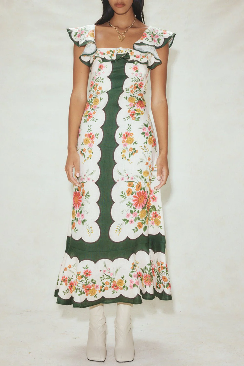 Elisabetta Ruffle Midi Dress
