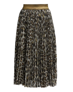 Purrrfect Leopard Sequin Pleated Skirt